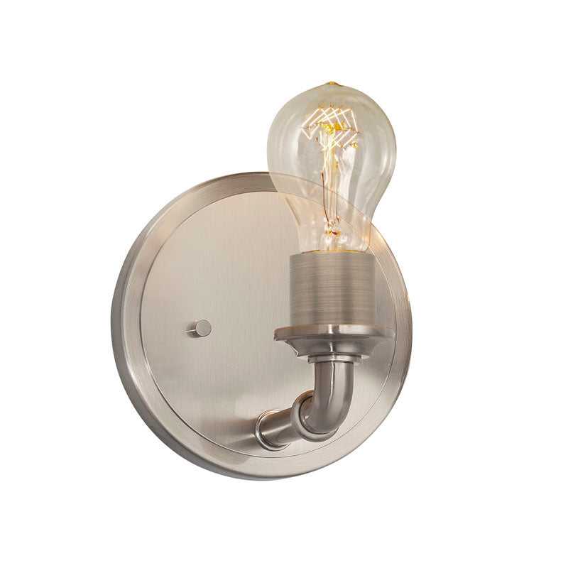 No Shade Material One Light Wall Sconce in Brushed Nickel Justice Designs