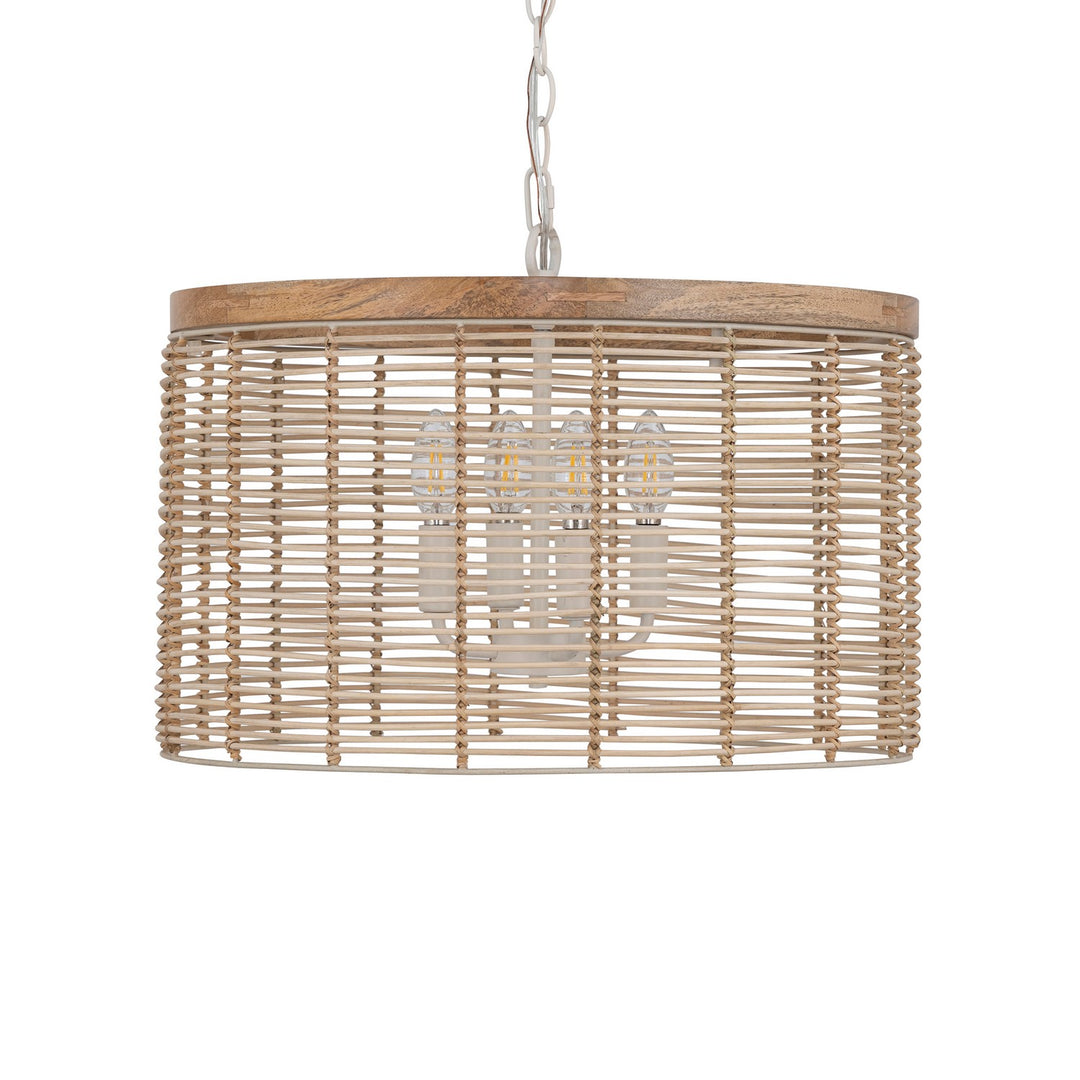 Maxim - 22445NAEC - Four Light Pendant - Vannerie - Ecru