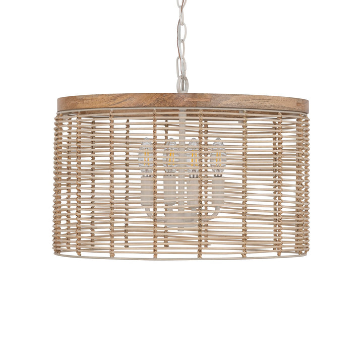 Maxim - 22445NAEC - Four Light Pendant - Vannerie - Ecru