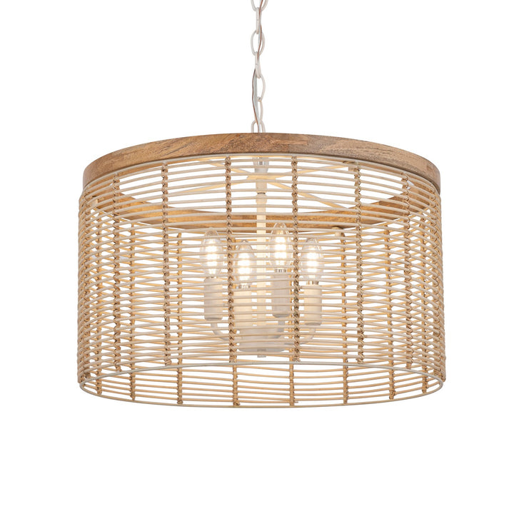Maxim - 22445NAEC - Four Light Pendant - Vannerie - Ecru