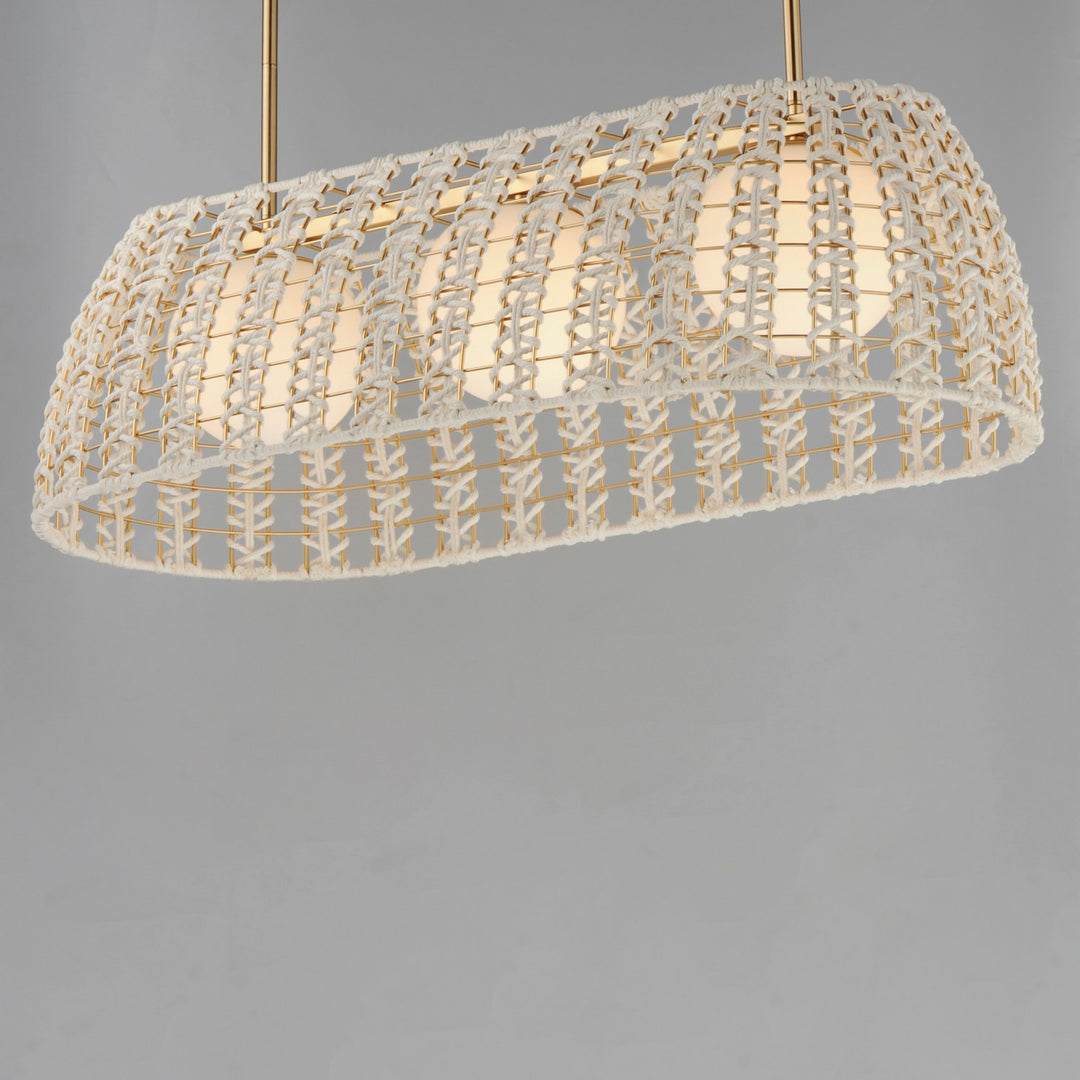 Maxim - 22483SWGLD - Three Light Linear Pendant - Macrame - Gold