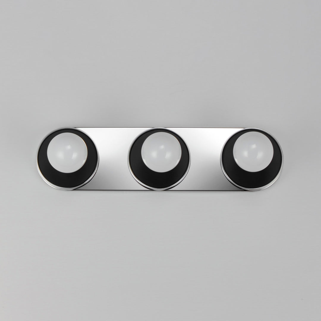 Maxim - 26093WTBKPC - Three Light Wall Sconce - Hollywood - Black / Polished Chrome
