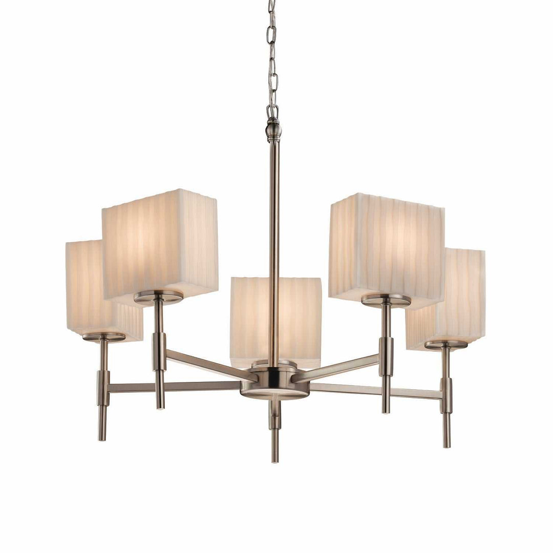 Porcelina Five Light Chandelier in Brushed Nickel Justice Designs
