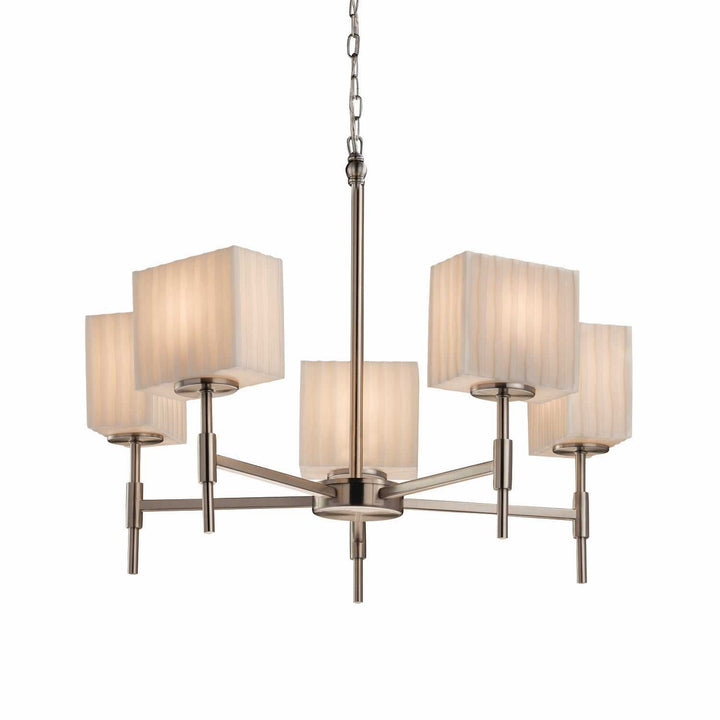 Porcelina Five Light Chandelier in Brushed Nickel Justice Designs