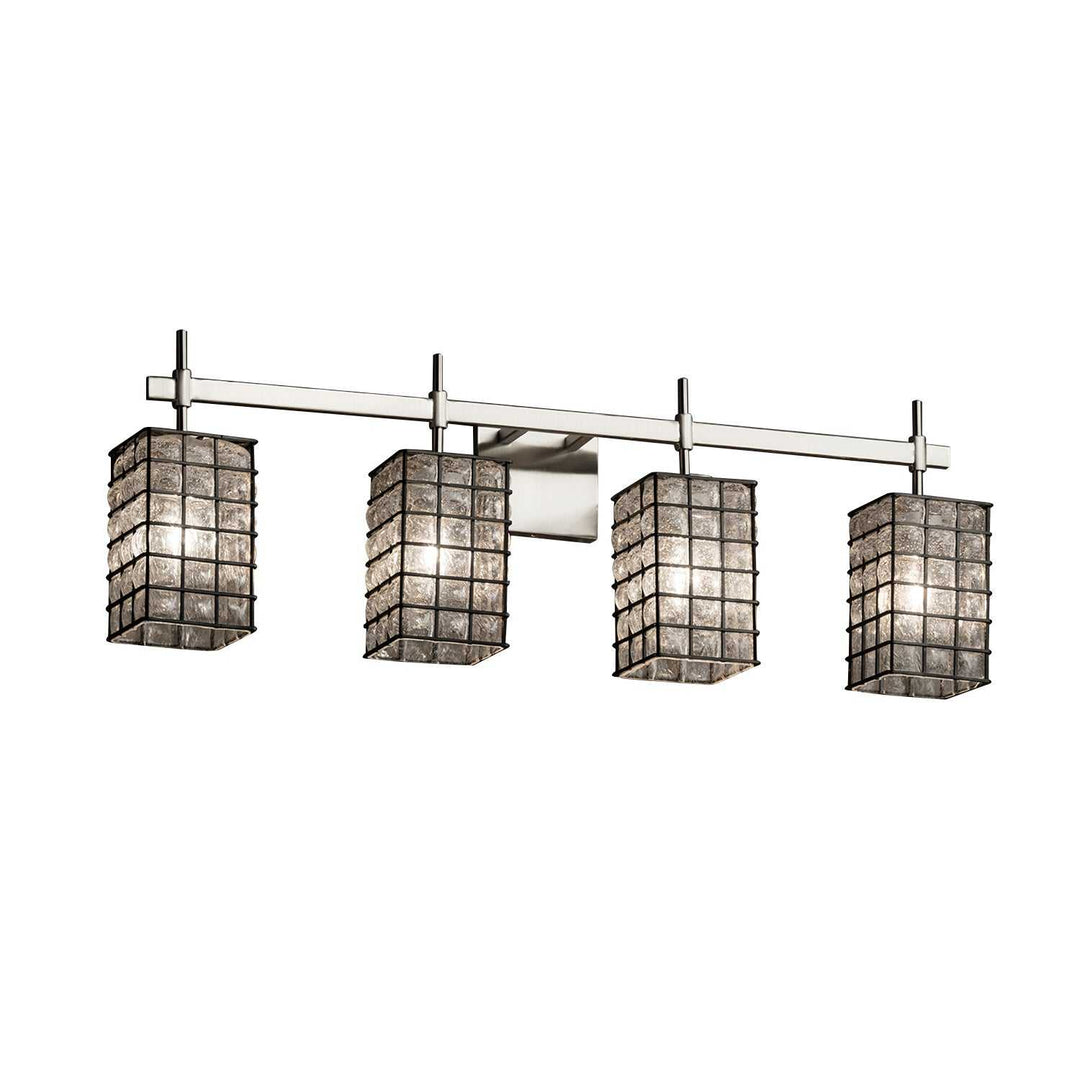 Wire Glass Four Light Bath Bar in Brushed Nickel Justice Designs