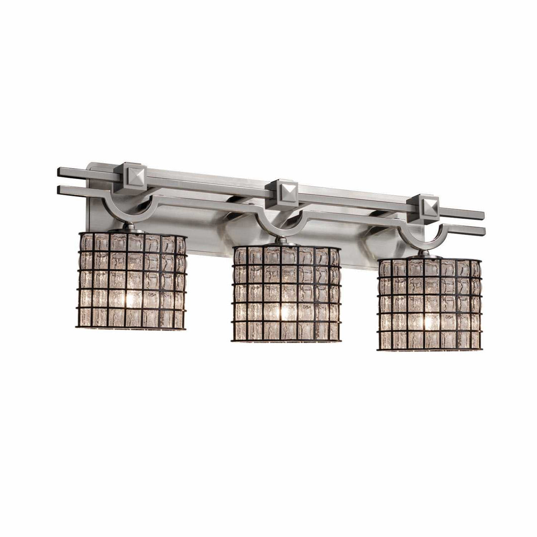 Wire Glass Three Light Bath Bar in Brushed Nickel Justice Designs