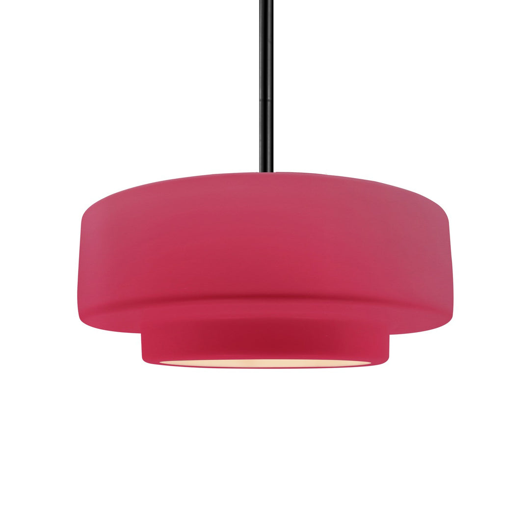 Justice Designs - CER-6543-CRSE-MBLK-RIGID - One Light Pendant - Radiance - Cerise