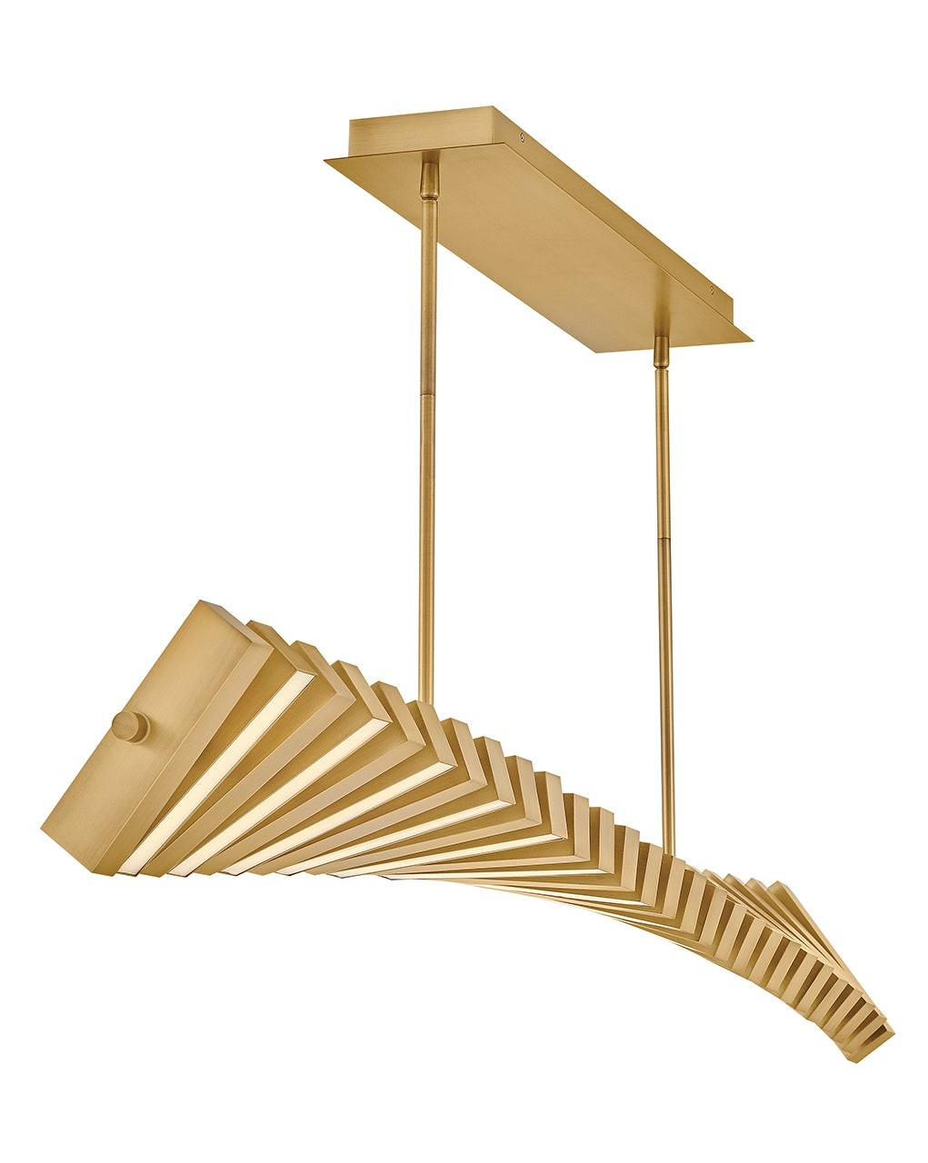 Stitch LED Linear Chandelier in Lacquered Brass - available from The Lighting Shoppe, trusted by Canadian homeowners