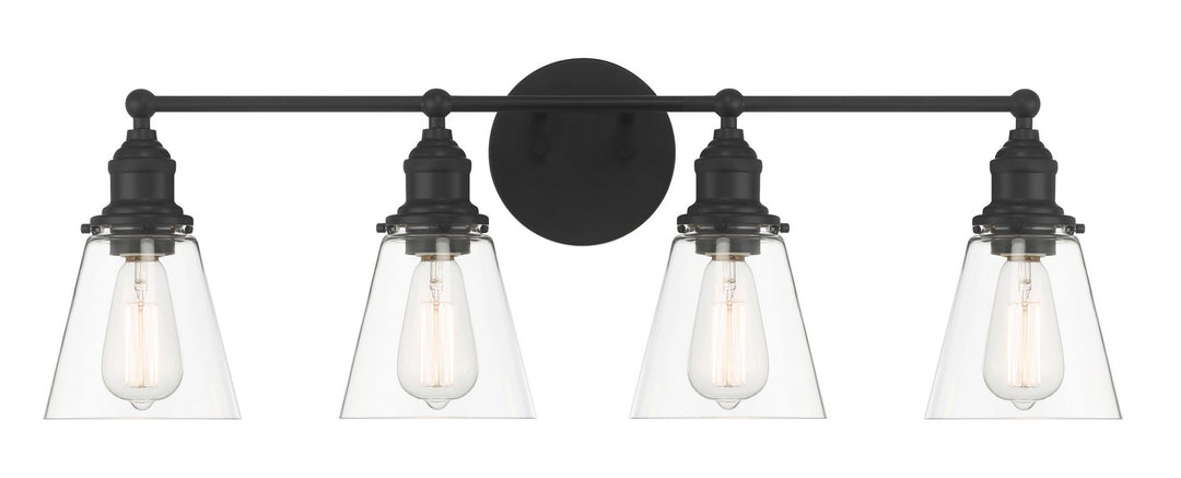 Barwell Four Light Bath Vanity in Coal Black - available from The Lighting Shoppe, trusted by Canadian homeowners