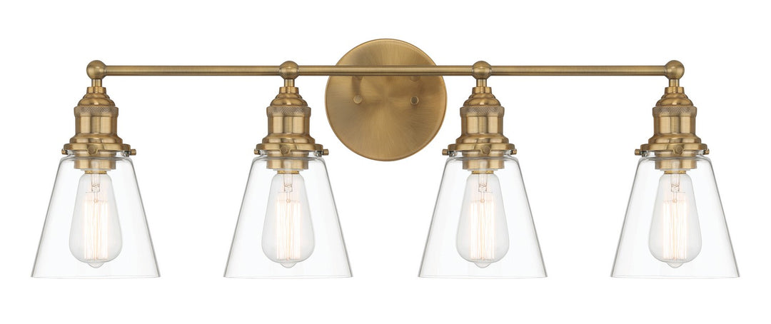 Barwell Four Light Bath Vanity in Oxidized Aged Brass - available from The Lighting Shoppe, trusted by Canadian homeowners