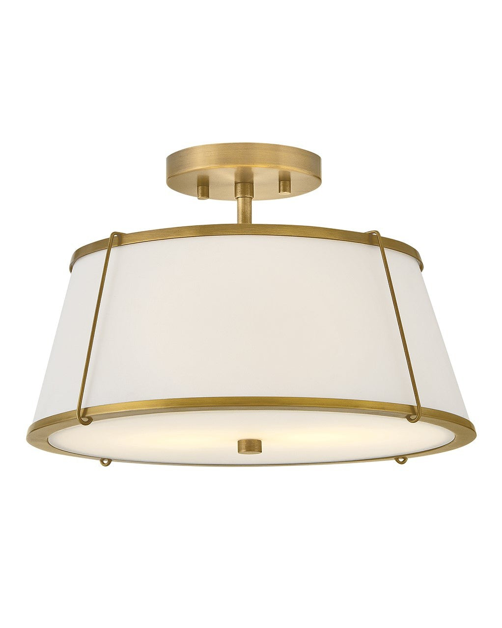 Clarke LED Semi-Flush Mount in Lacquered Dark Brass - available from The Lighting Shoppe, trusted by Canadian homeowners