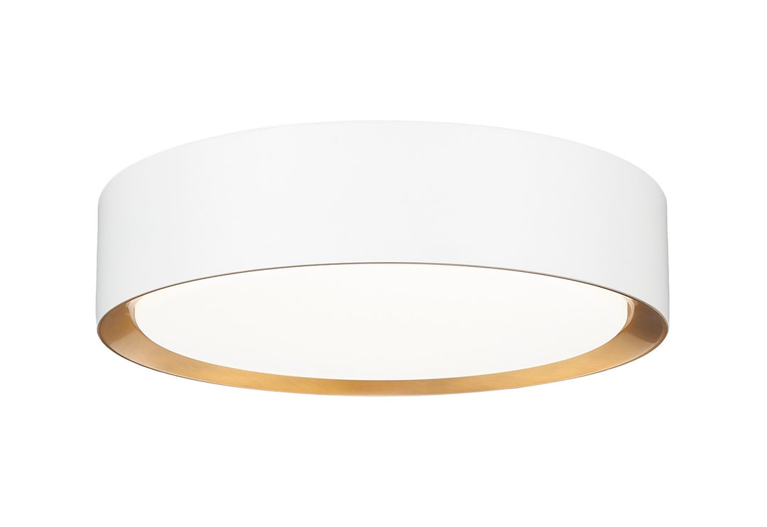 Kawan LED Flush Mount in Matte White + Modern Gold - available from The Lighting Shoppe, trusted by Canadian homeowners