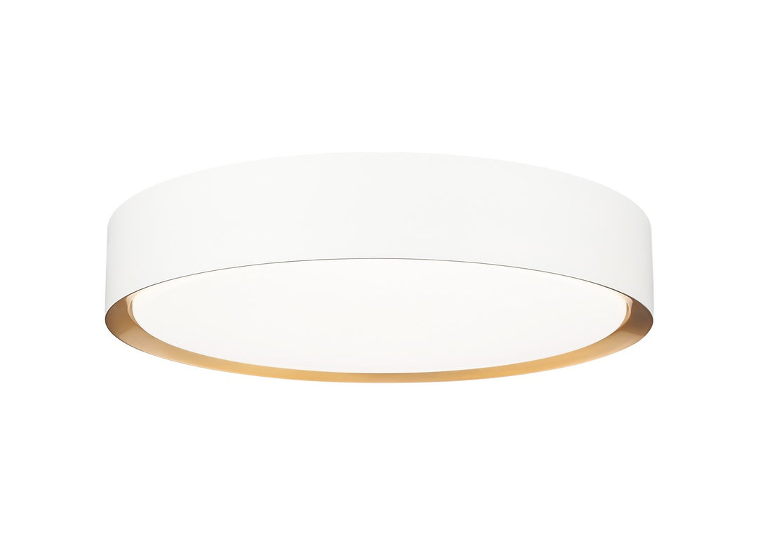Kawan LED Flush Mount in Matte White + Modern Gold - available from The Lighting Shoppe, trusted by Canadian homeowners