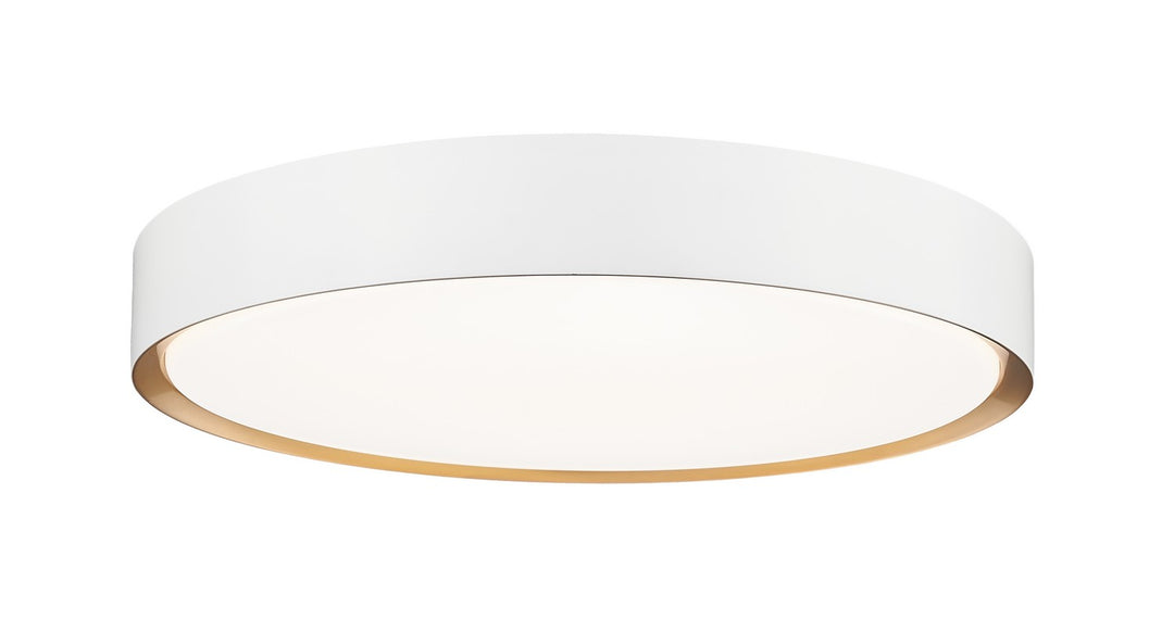 Kawan LED Flush Mount in Matte White + Modern Gold - available from The Lighting Shoppe, trusted by Canadian homeowners