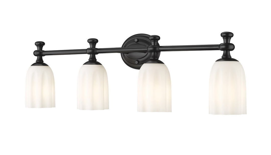 Orion Four Light Vanity in Matte Black - available from The Lighting Shoppe, trusted by Canadian homeowners