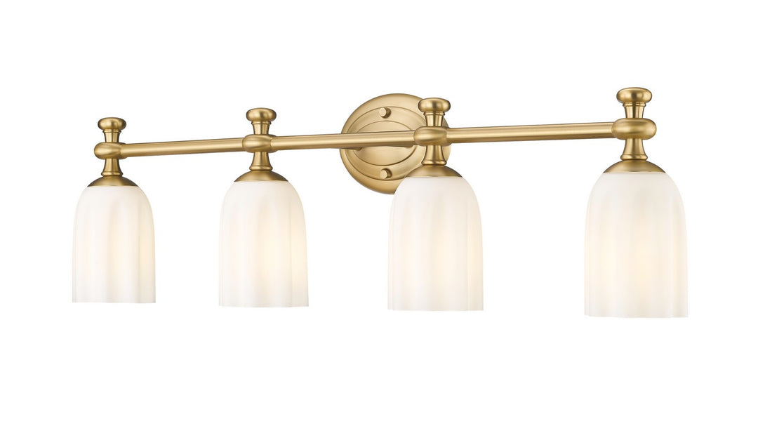 Orion Four Light Vanity in Modern Gold - available from The Lighting Shoppe, trusted by Canadian homeowners