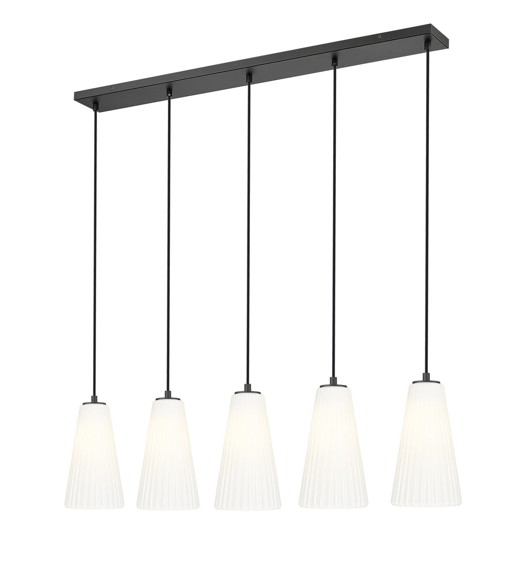 Farrell Five Light Linear Chandelier in Matte Black - available from The Lighting Shoppe, trusted by Canadian homeowners