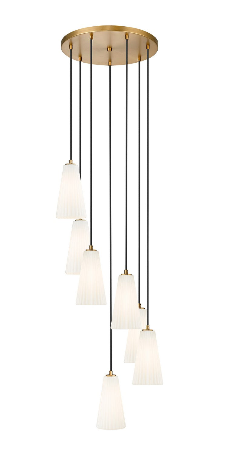 Farrell Seven Light Chandelier in Modern Gold - available from The Lighting Shoppe, trusted by Canadian homeowners