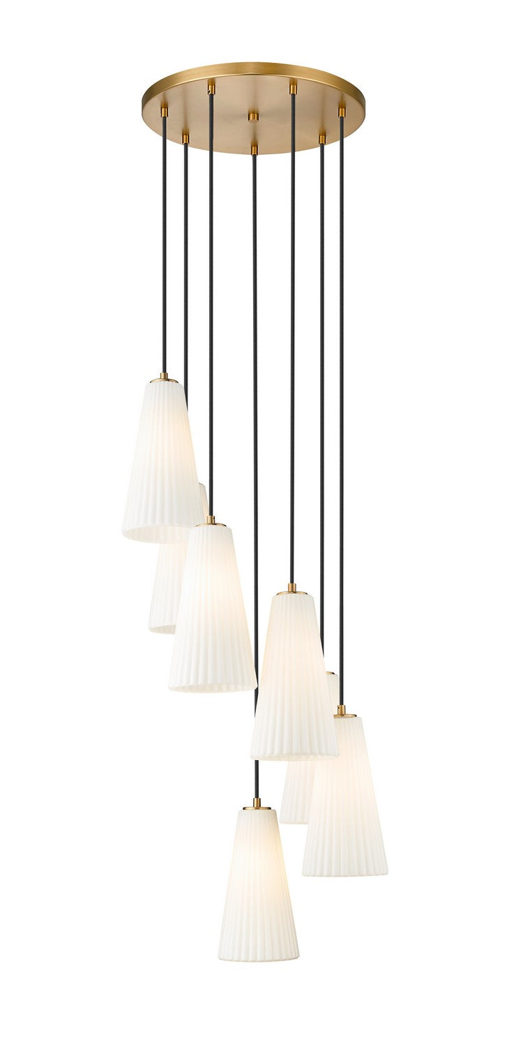 Farrell Seven Light Chandelier in Modern Gold - available from The Lighting Shoppe, trusted by Canadian homeowners