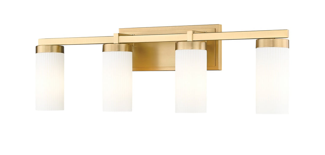 Danica Four Light Vanity in Modern Gold - available from The Lighting Shoppe, trusted by Canadian homeowners