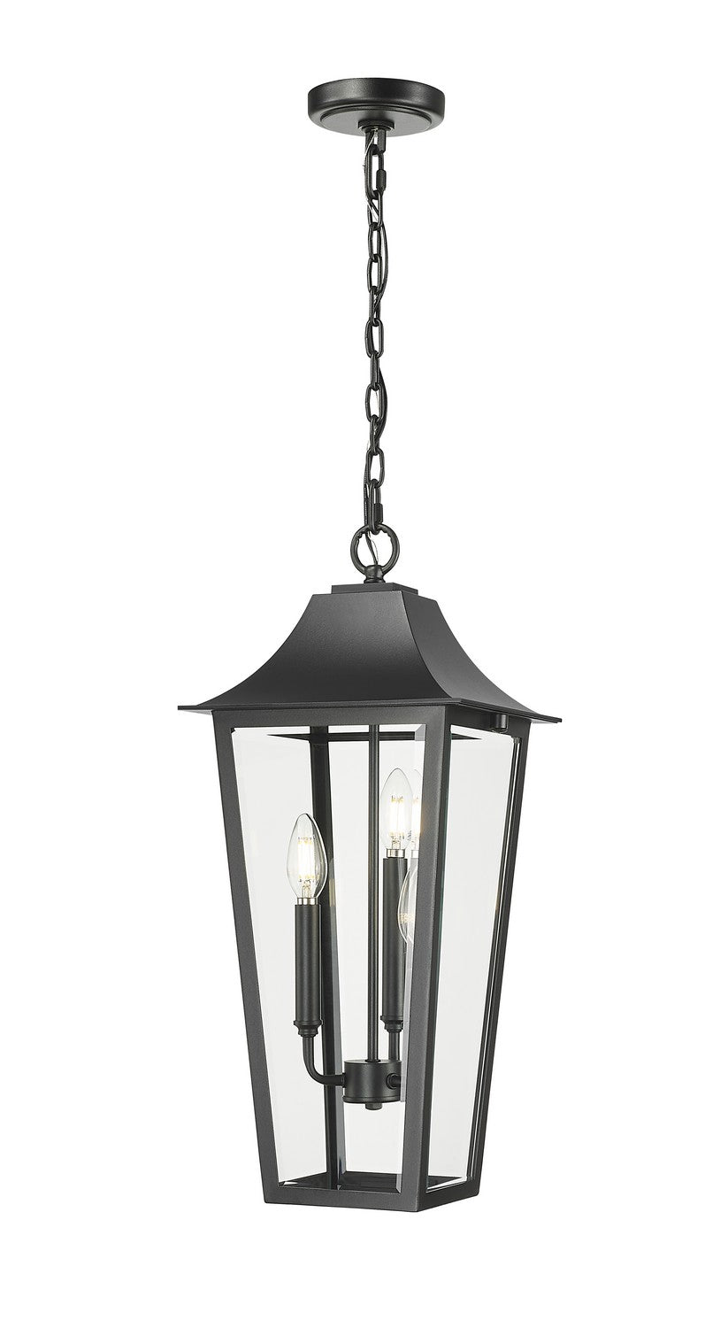 Gannon Three Light Outdoor Chain Mount Ceiling Fixture in Black - available from The Lighting Shoppe, trusted by Canadian homeowners