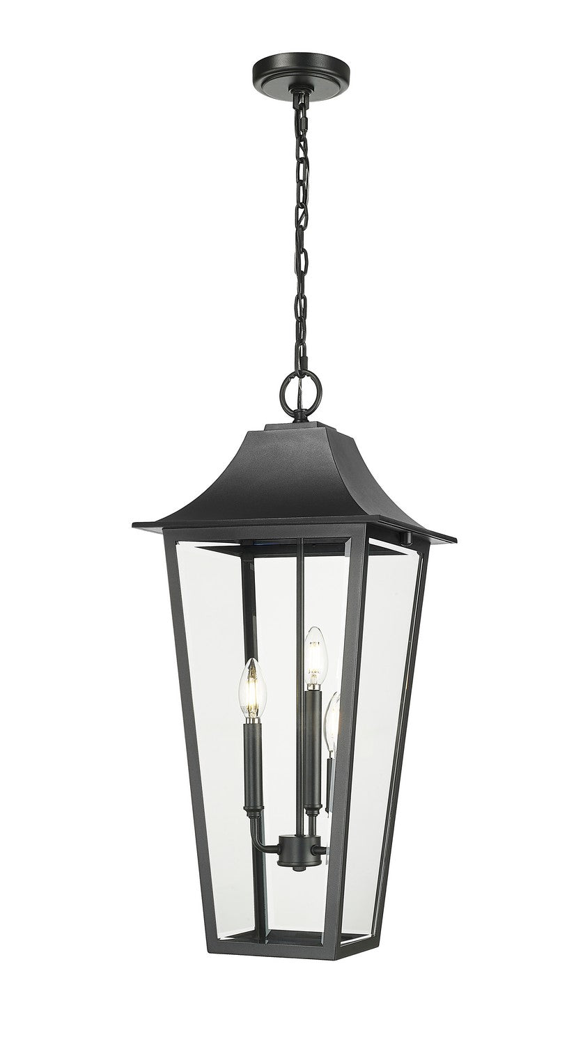 Gannon Three Light Outdoor Chain Mount Ceiling Fixture in Black - available from The Lighting Shoppe, trusted by Canadian homeowners