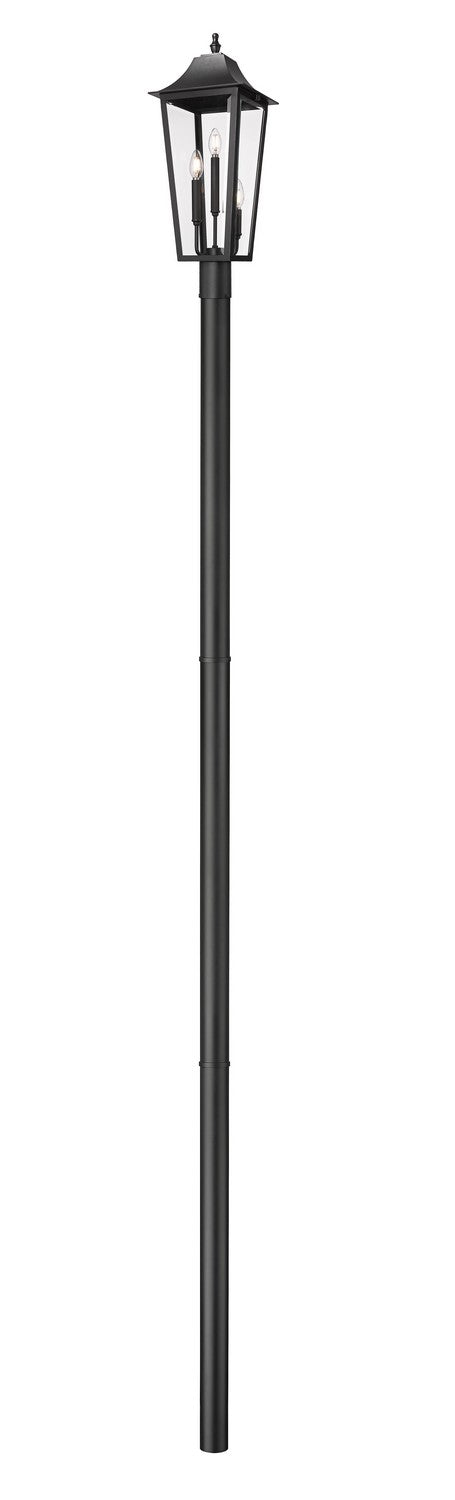 Gannon Three Light Outdoor Post Mount Fixture in Black - available from The Lighting Shoppe, trusted by Canadian homeowners