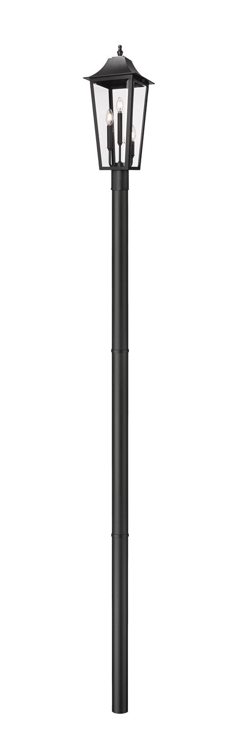 Gannon Three Light Outdoor Post Mount Fixture in Black - available from The Lighting Shoppe, trusted by Canadian homeowners