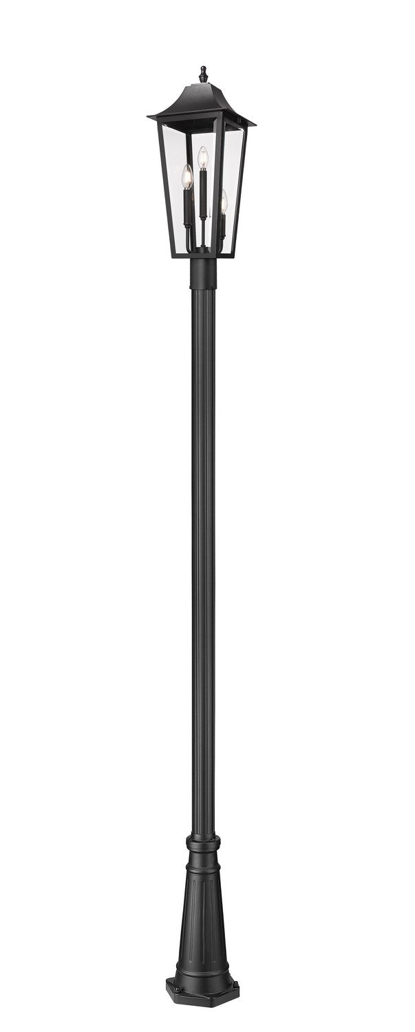 Gannon Three Light Outdoor Post Mounted Fixture in Black - available from The Lighting Shoppe, trusted by Canadian homeowners