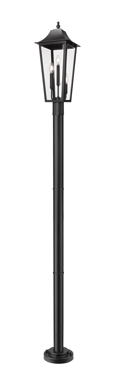 Gannon Three Light Outdoor Post Mounted Fixture in Black - available from The Lighting Shoppe, trusted by Canadian homeowners