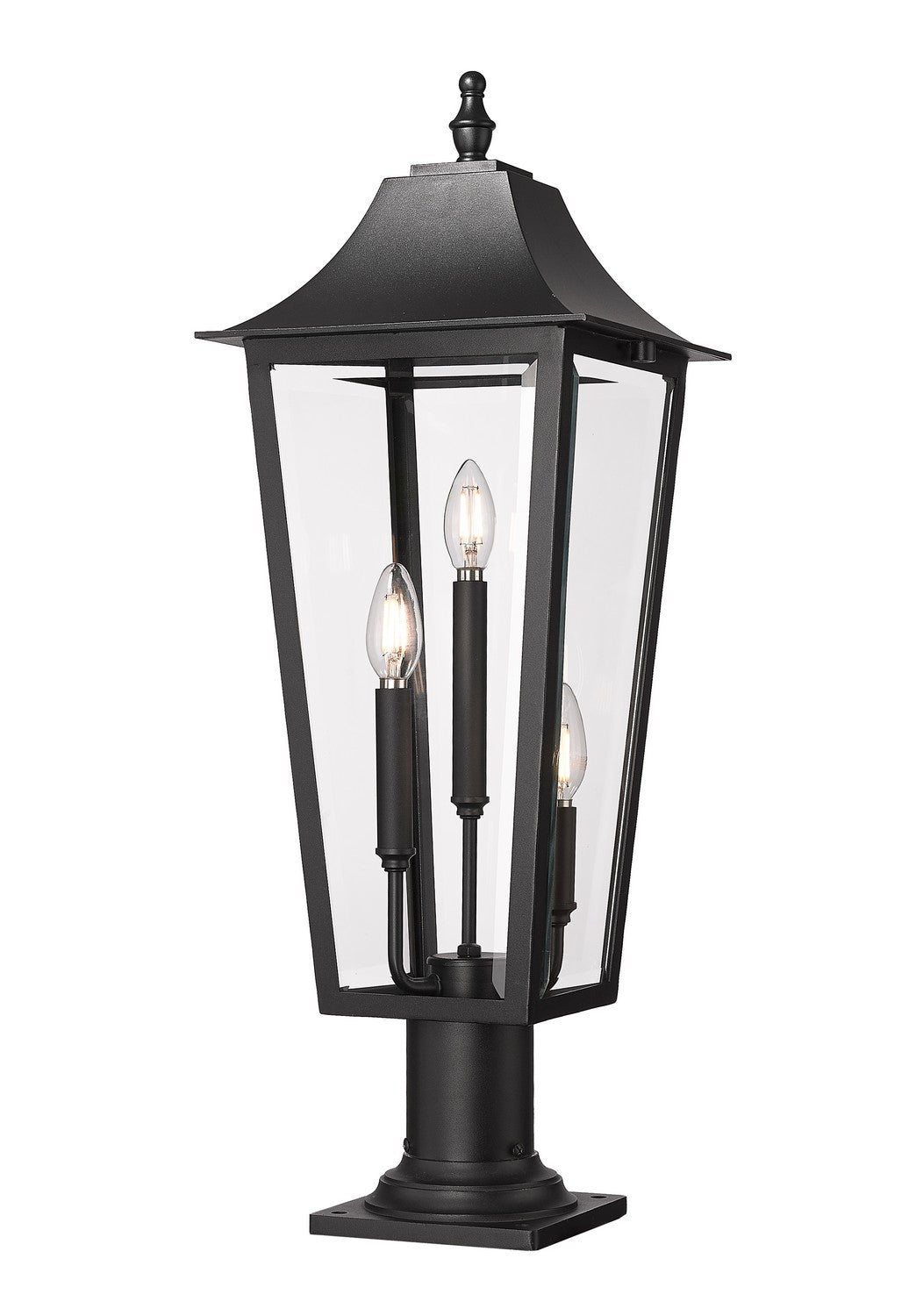 Gannon Three Light Outdoor Pier Mounted Fixture in Black - available from The Lighting Shoppe, trusted by Canadian homeowners