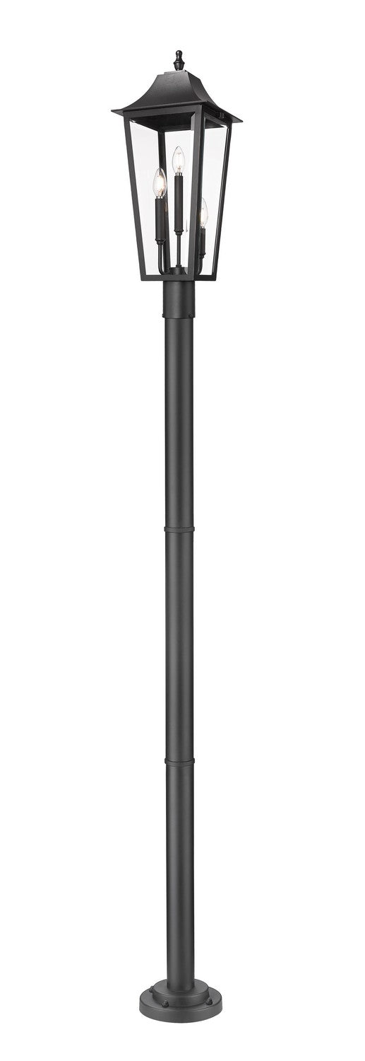 Gannon Three Light Outdoor Post Mount Fixture in Black - available from The Lighting Shoppe, trusted by Canadian homeowners