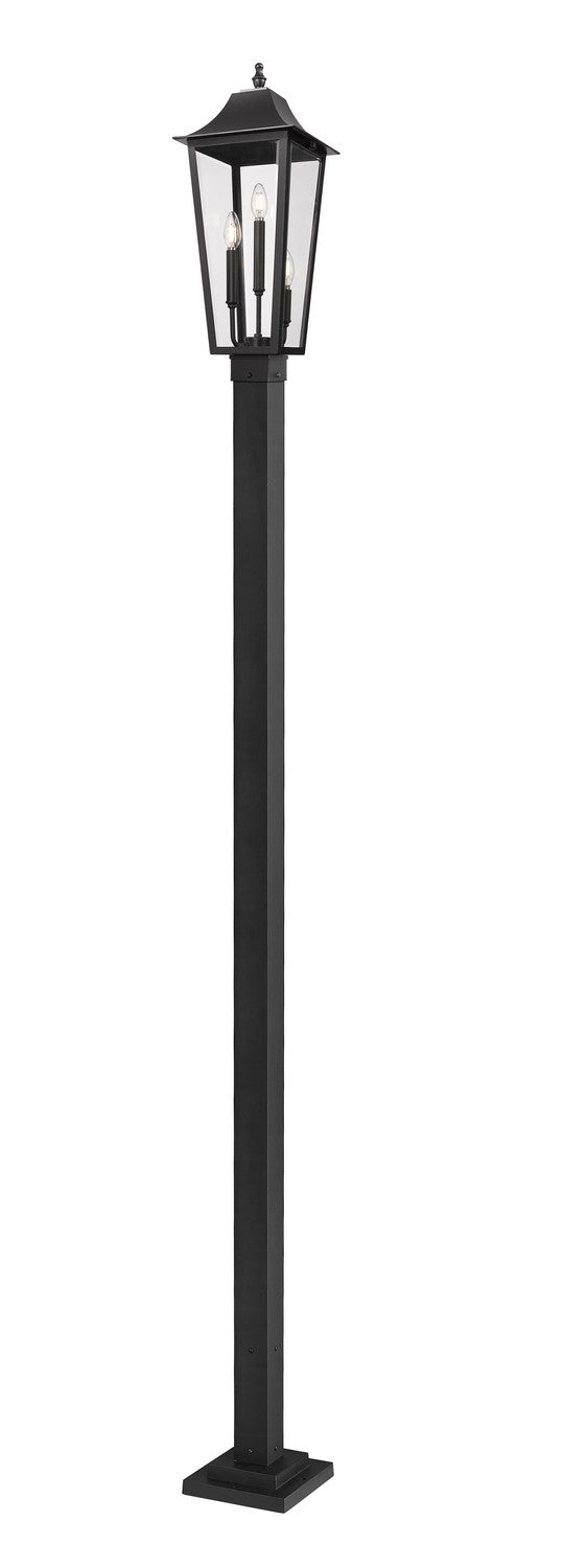 Gannon Three Light Outdoor Post Mounted Fixture in Black - available from The Lighting Shoppe, trusted by Canadian homeowners