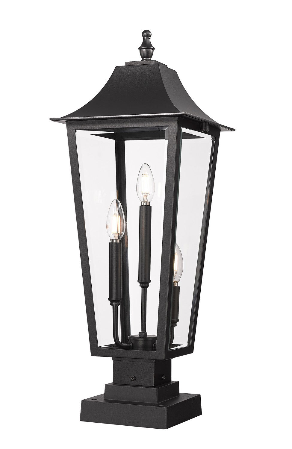 Gannon Three Light Outdoor Pier Mounted Fixture in Black - available from The Lighting Shoppe, trusted by Canadian homeowners
