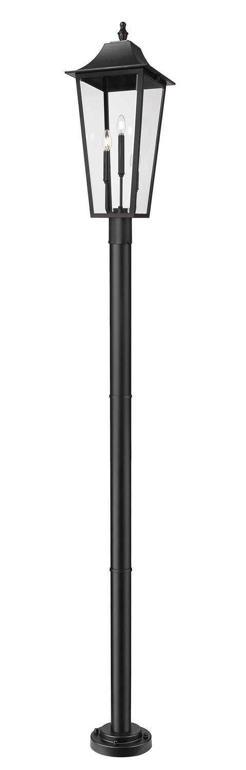 Gannon Three Light Outdoor Post Mount Fixture in Black - available from The Lighting Shoppe, trusted by Canadian homeowners