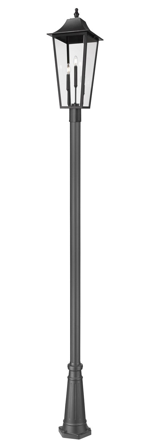 Gannon Three Light Outdoor Post Mounted Fixture in Black - available from The Lighting Shoppe, trusted by Canadian homeowners