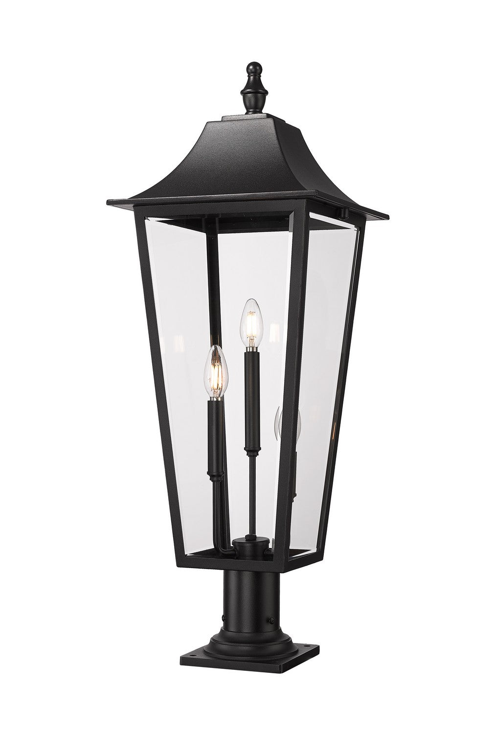 Gannon Three Light Outdoor Pier Mounted Fixture in Black - available from The Lighting Shoppe, trusted by Canadian homeowners