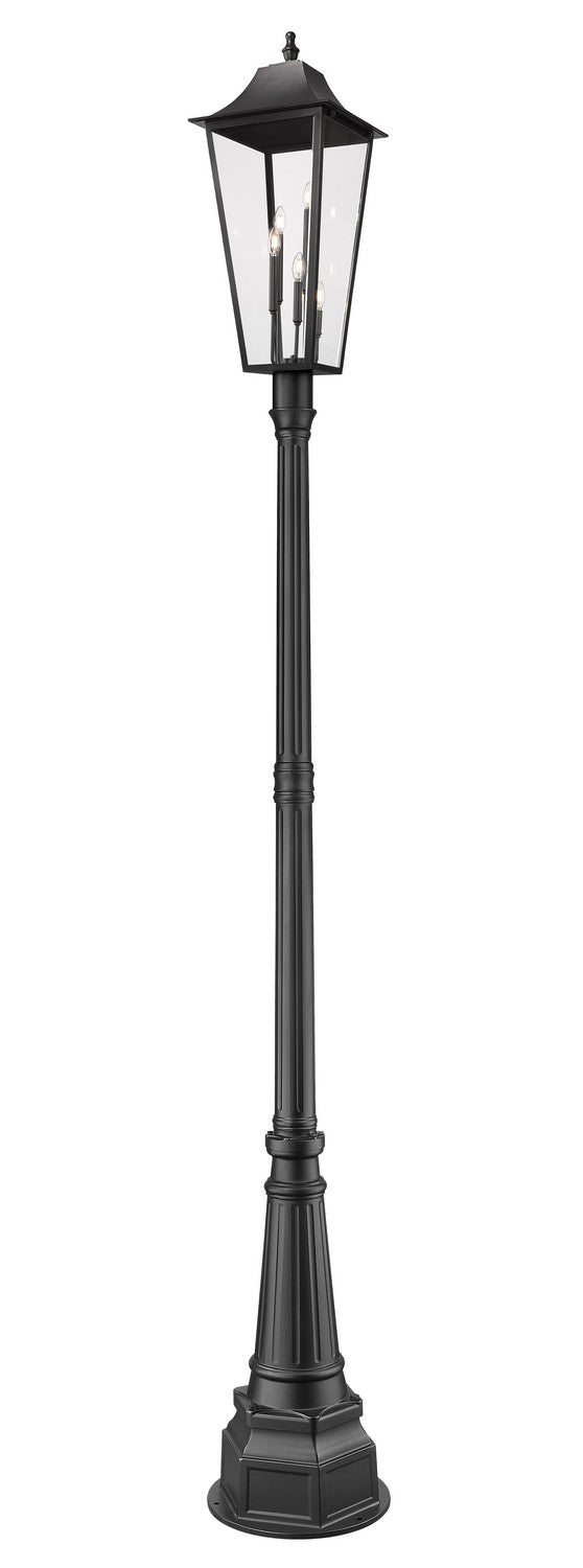 Gannon Three Light Outdoor Post Mounted Fixture in Black - available from The Lighting Shoppe, trusted by Canadian homeowners