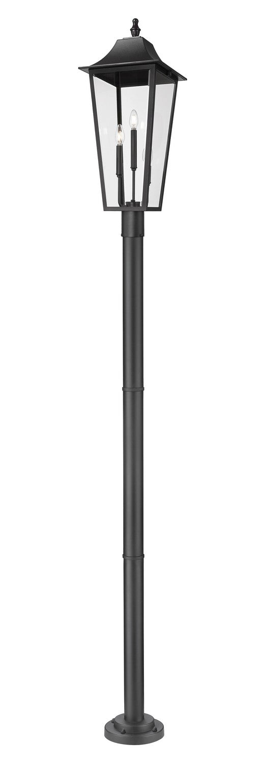 Gannon Three Light Outdoor Post Mount Fixture in Black - available from The Lighting Shoppe, trusted by Canadian homeowners