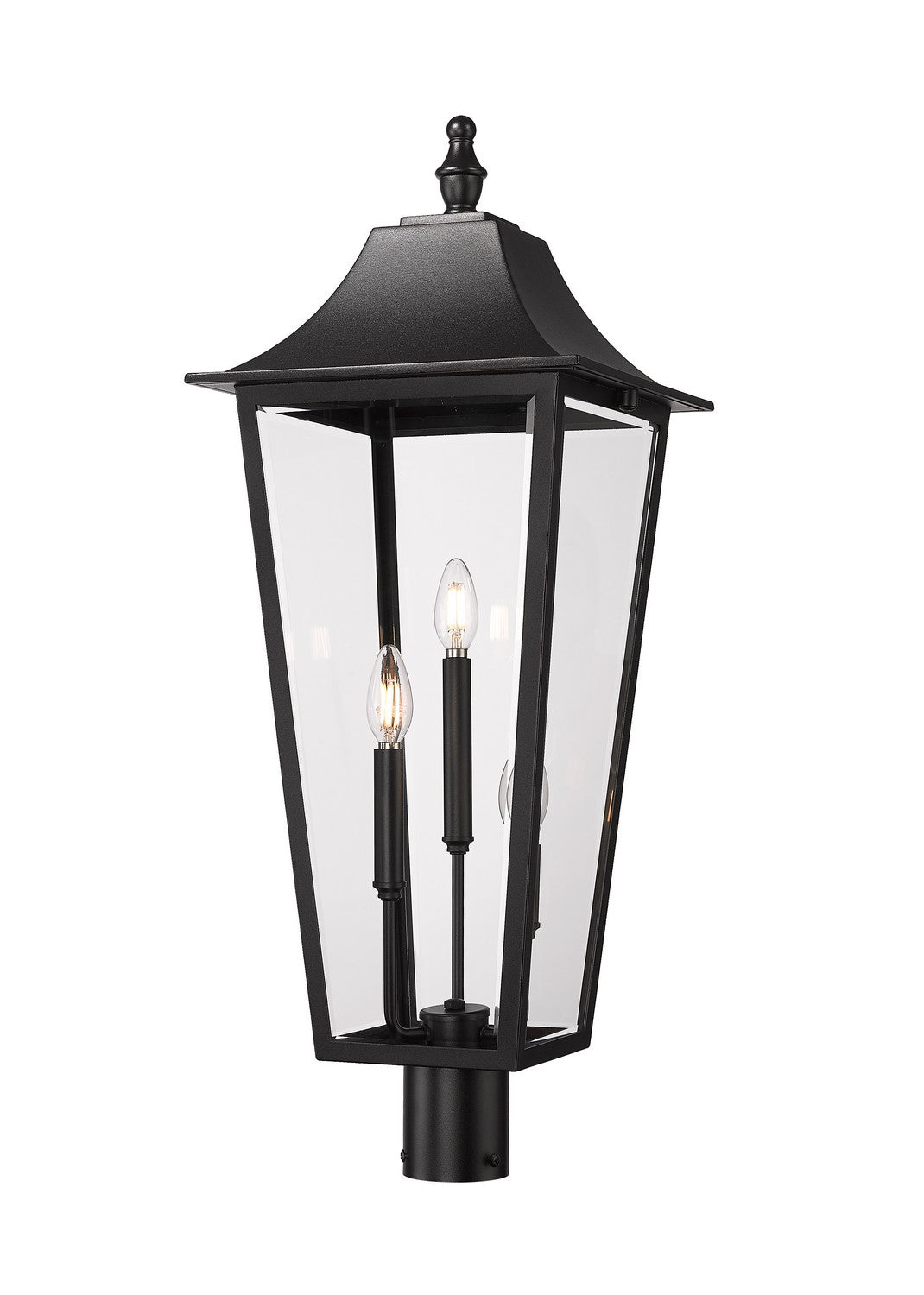 Gannon Three Light Outdoor Post Mount Fixture in Black - available from The Lighting Shoppe, trusted by Canadian homeowners