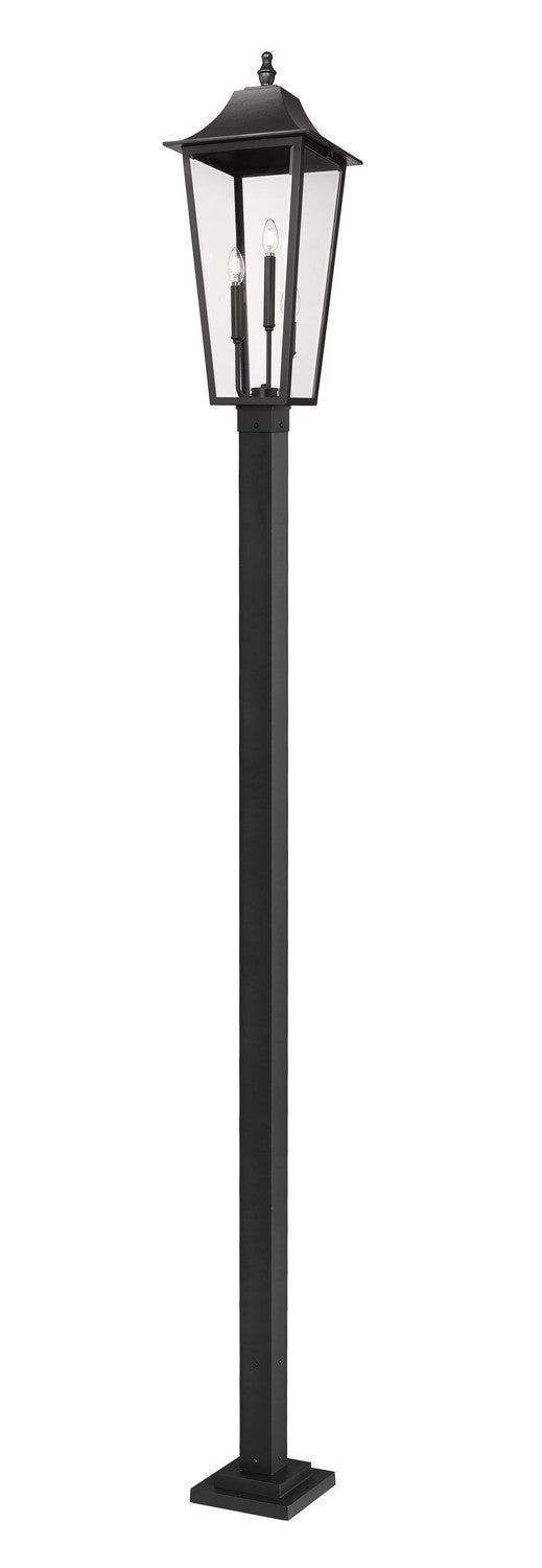 Gannon Three Light Outdoor Post Mounted Fixture in Black - available from The Lighting Shoppe, trusted by Canadian homeowners