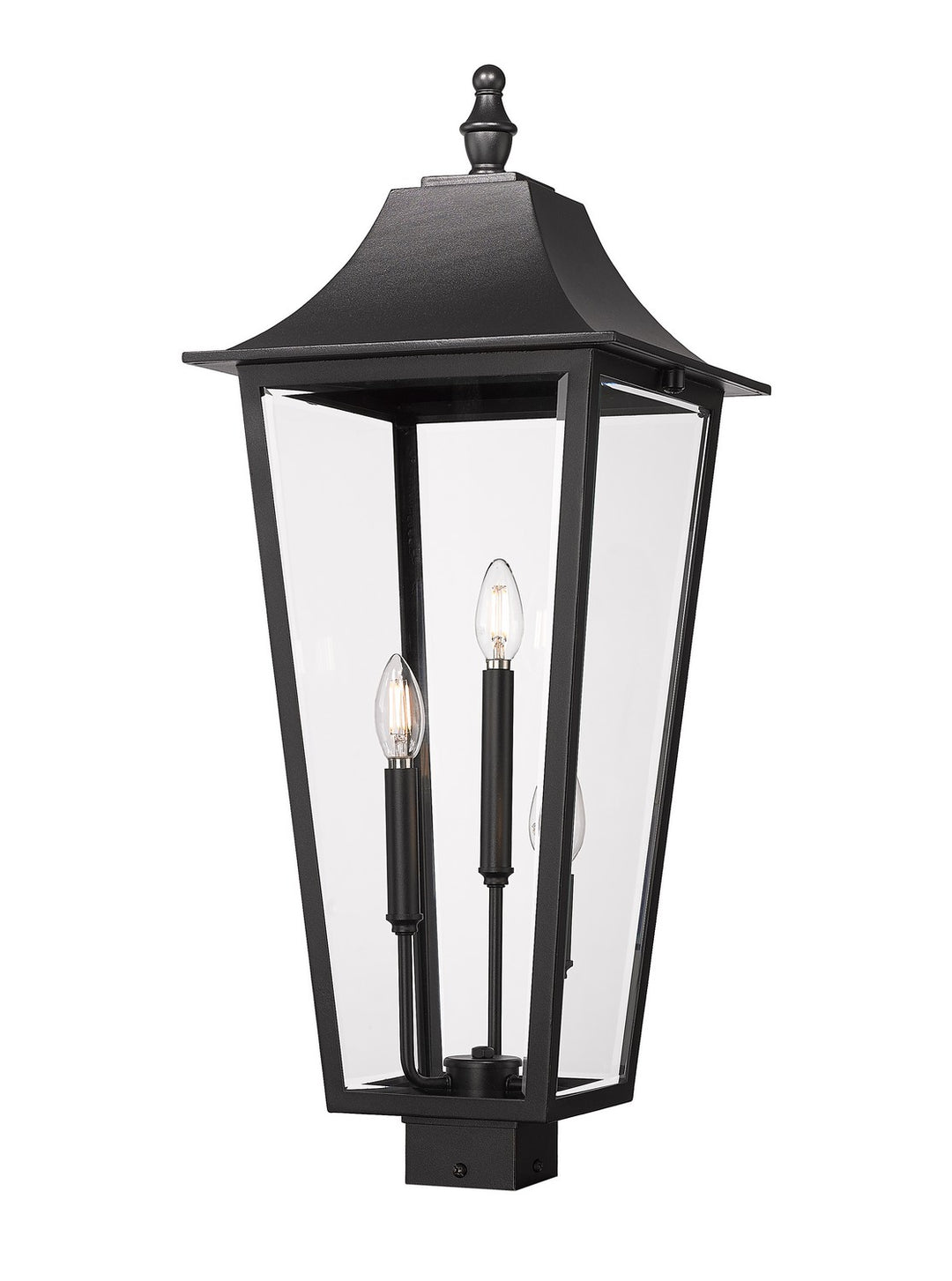 Gannon Three Light Outdoor Post Mount Fixture in Black - available from The Lighting Shoppe, trusted by Canadian homeowners