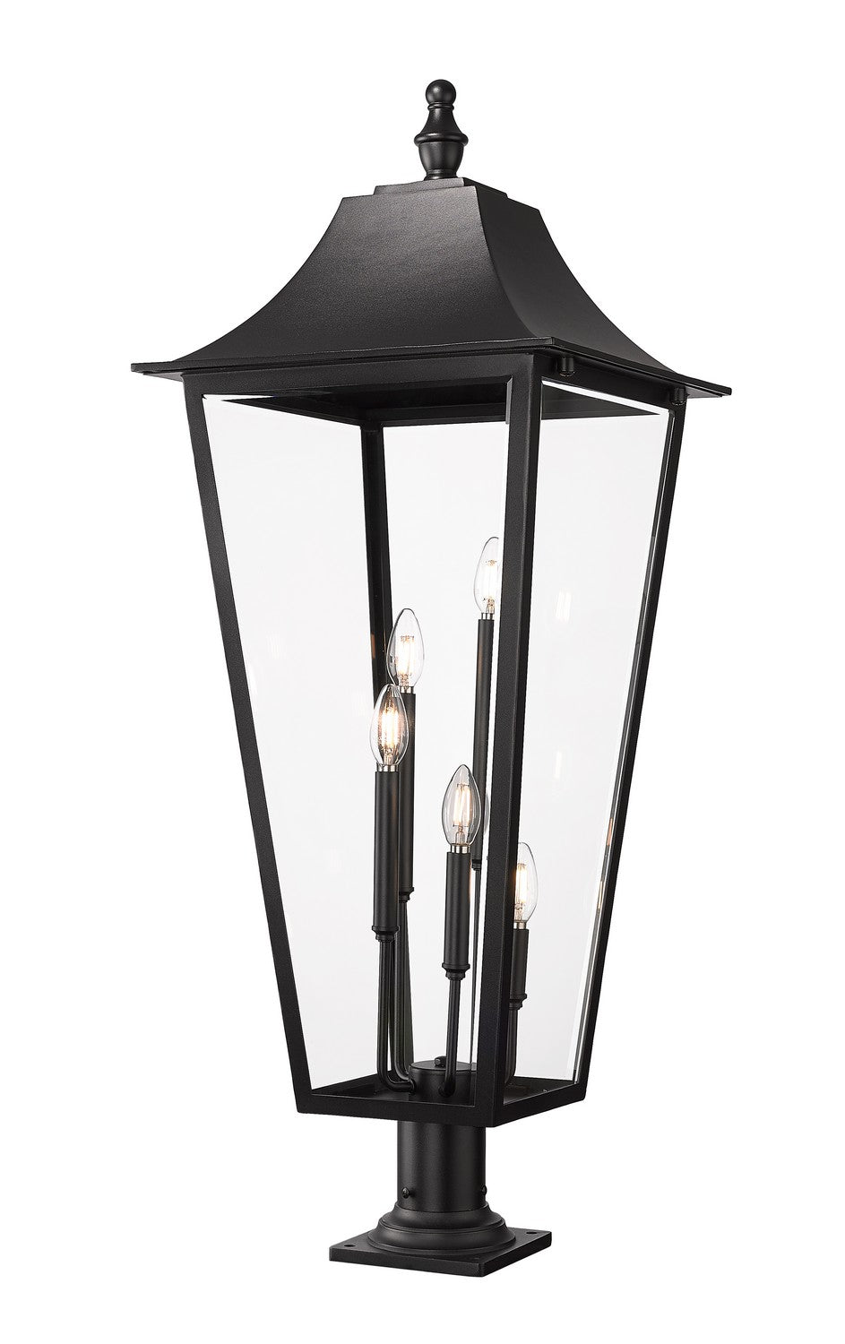 Gannon Five Light Outdoor Pier Mounted Fixture in Black - available from The Lighting Shoppe, trusted by Canadian homeowners