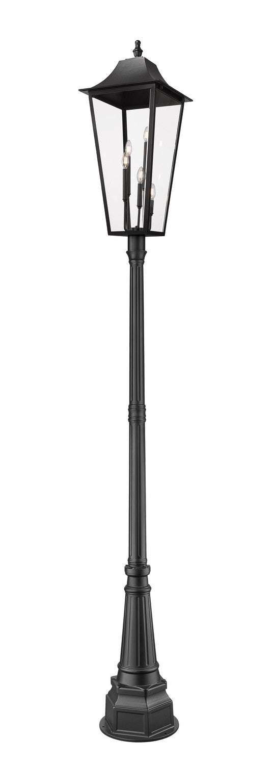 Gannon Five Light Outdoor Post Mounted Fixture in Black - available from The Lighting Shoppe, trusted by Canadian homeowners