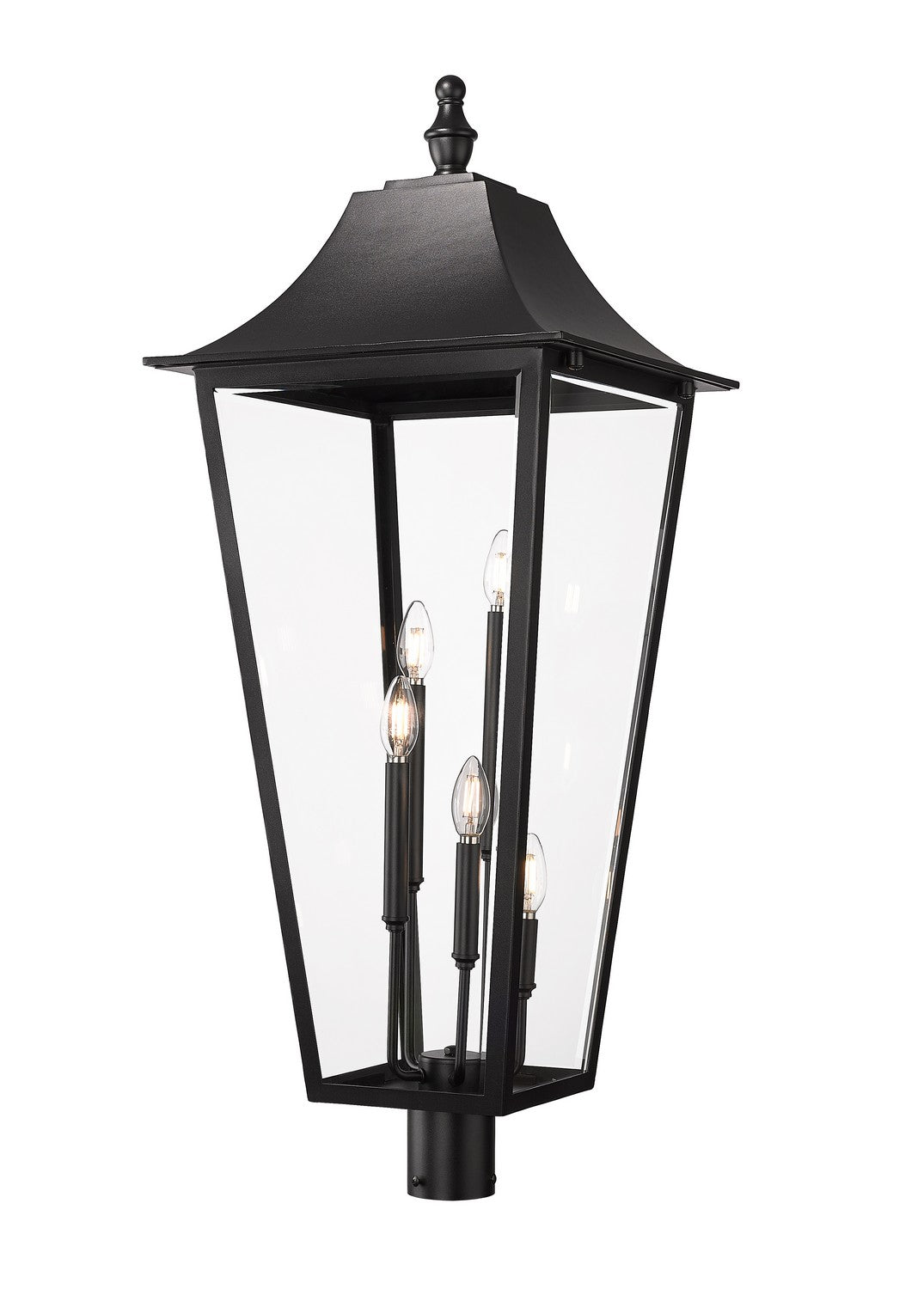 Gannon Five Light Outdoor Post Mount Fixture in Black - available from The Lighting Shoppe, trusted by Canadian homeowners