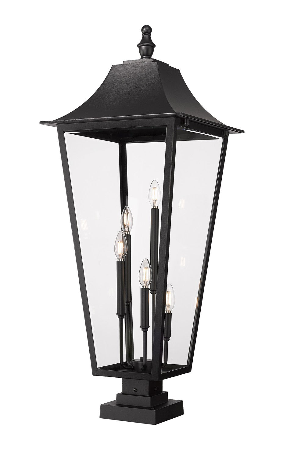Gannon Five Light Outdoor Pier Mounted Fixture in Black - available from The Lighting Shoppe, trusted by Canadian homeowners