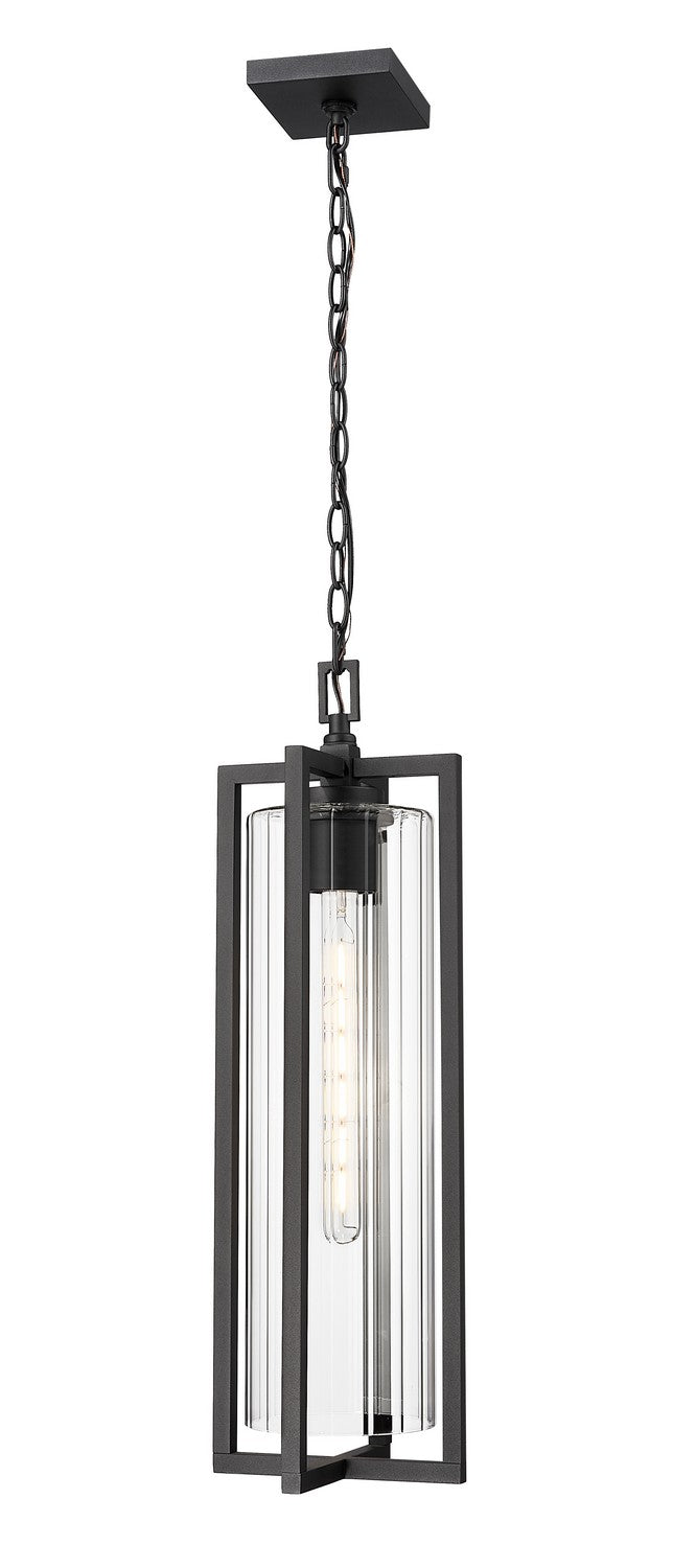 Aura One Light Outdoor Chain Mount Ceiling Fixture in Black - available from The Lighting Shoppe, trusted by Canadian homeowners