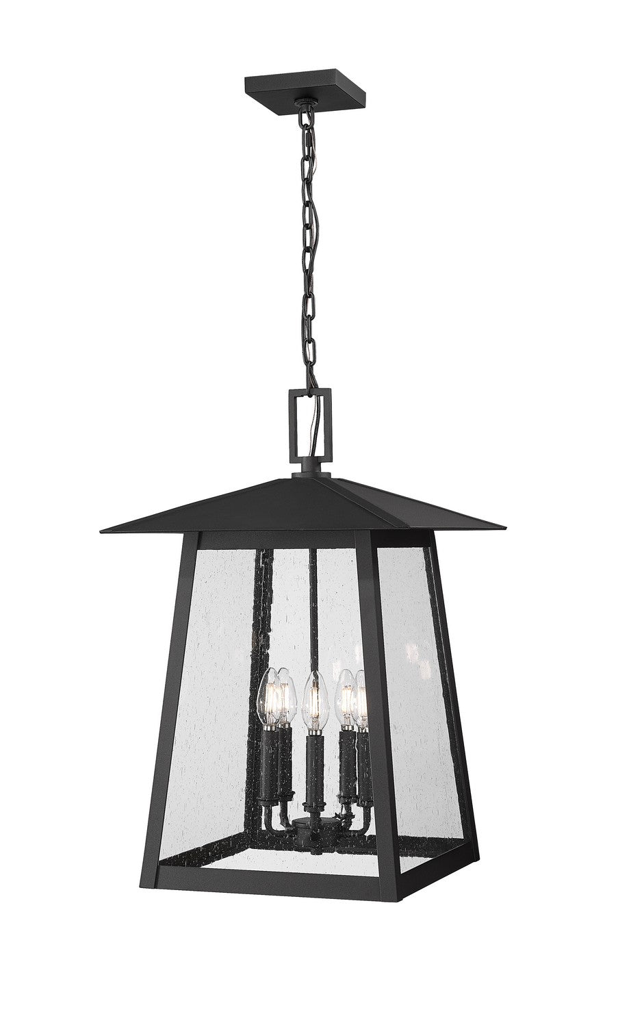 Rainer Five Light Outdoor Chain Mount Ceiling Fixture in Black - available from The Lighting Shoppe, trusted by Canadian homeowners
