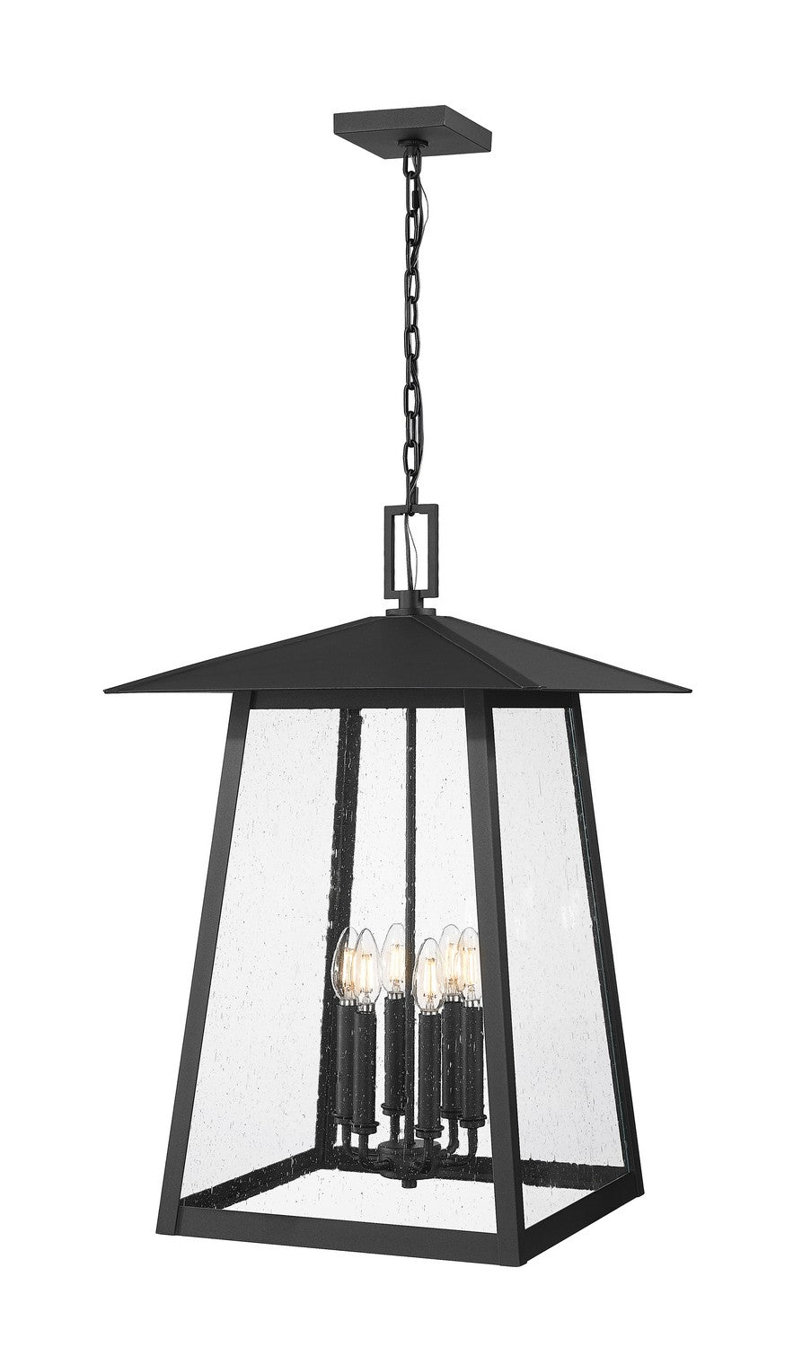 Rainer Six Light Outdoor Chain Mount Ceiling Fixture in Black - available from The Lighting Shoppe, trusted by Canadian homeowners
