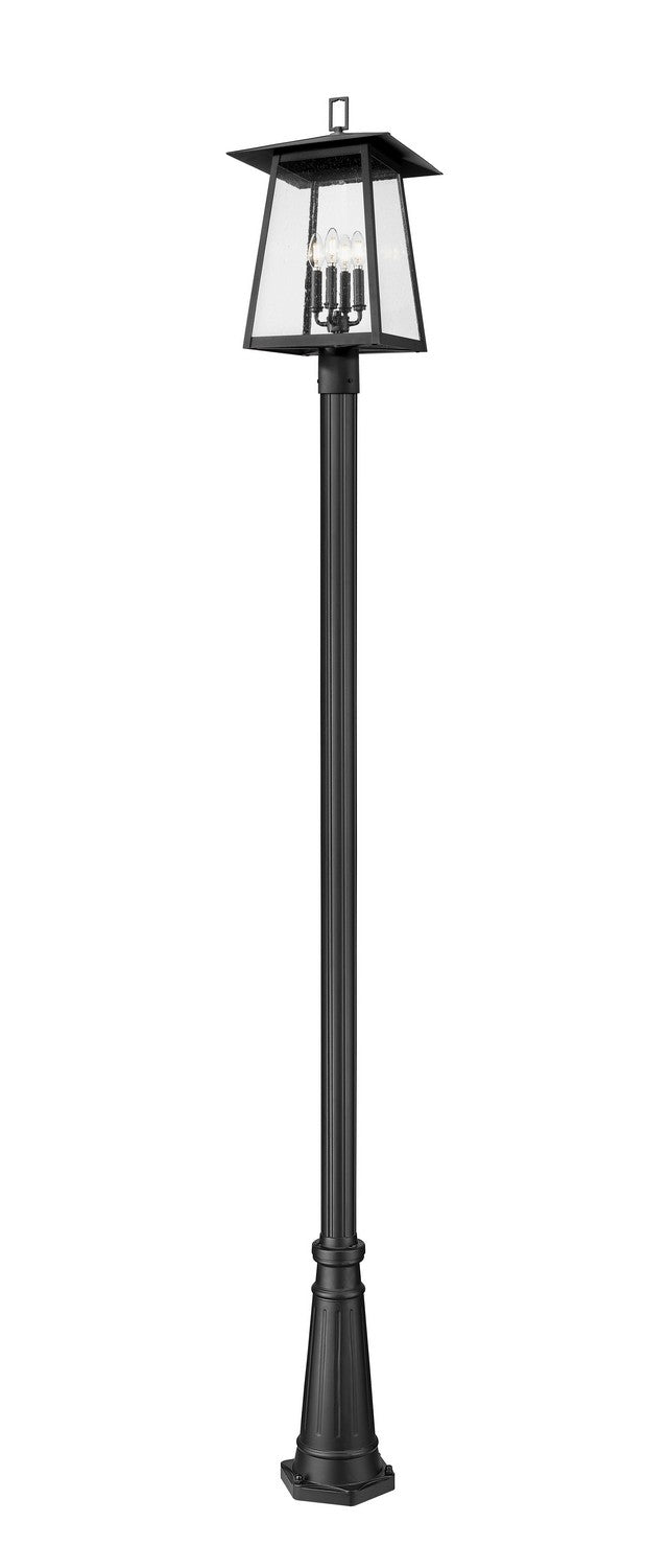 Rainer Four Light Outdoor Post Mounted Fixture in Black - available from The Lighting Shoppe, trusted by Canadian homeowners